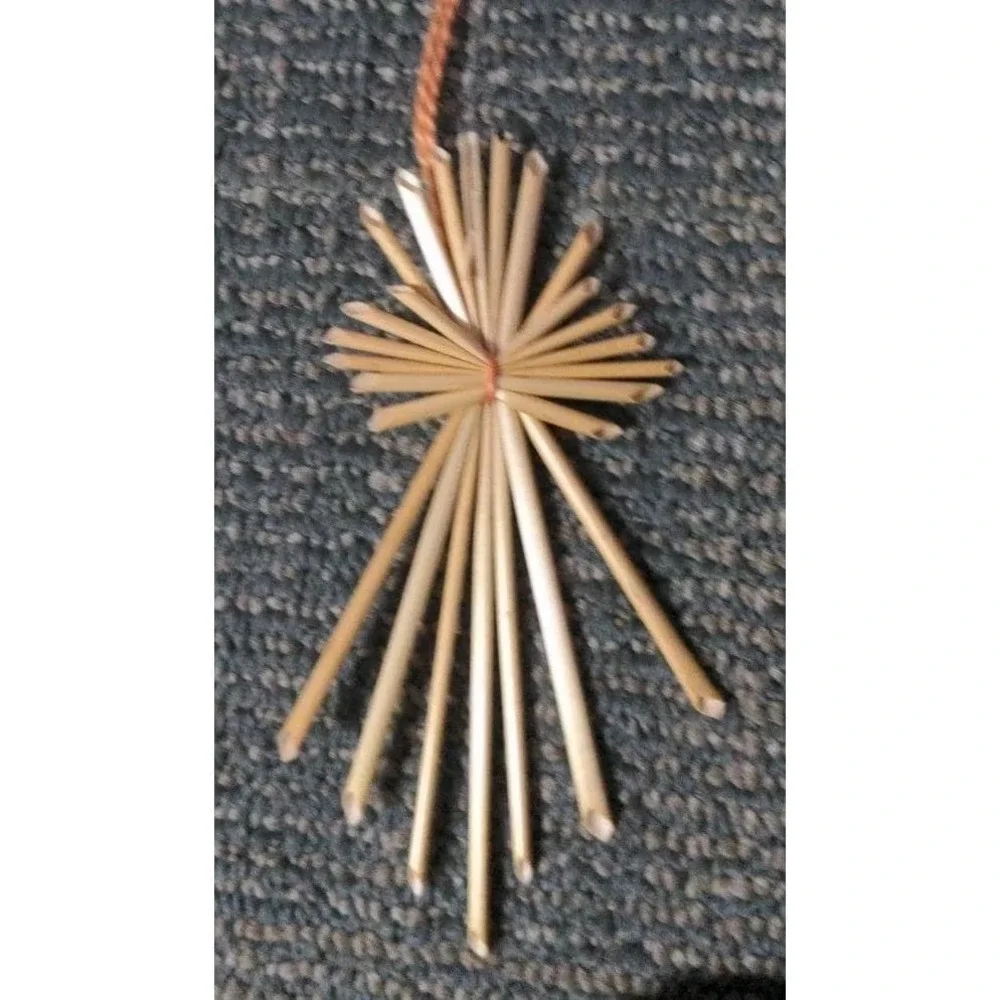 Vtg Scandinavian Woven Straw Christmas‎ Ornaments Angel Cross Heart Folk Art